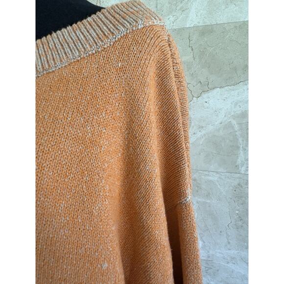 Free People Easy Street Tunic Sweater M Orange Oversized Knit Cozy Slouchy Boho - Picture 9 of 9